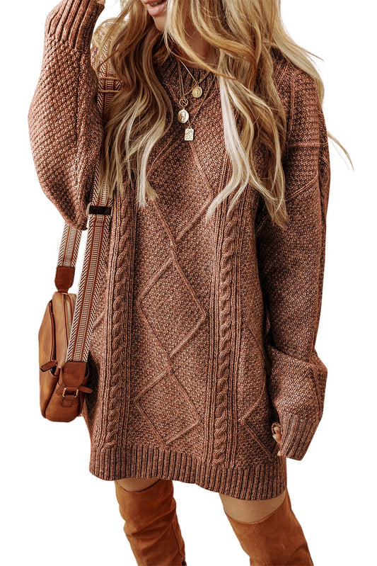 Brown Knitted Sweater Dress