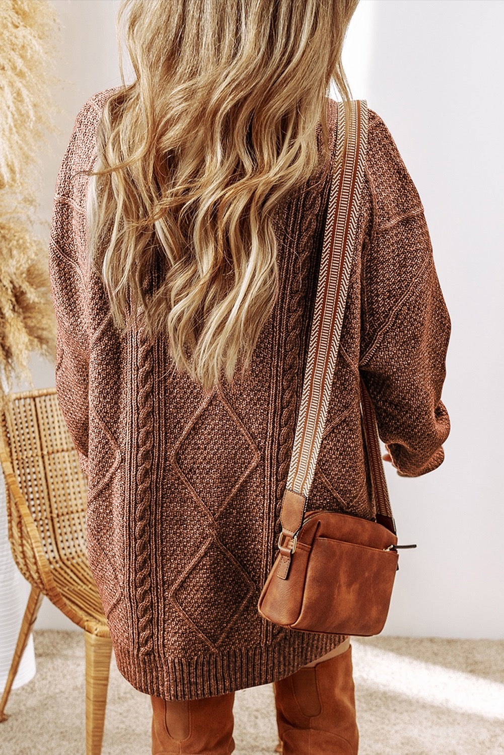 Brown Knitted Sweater Dress