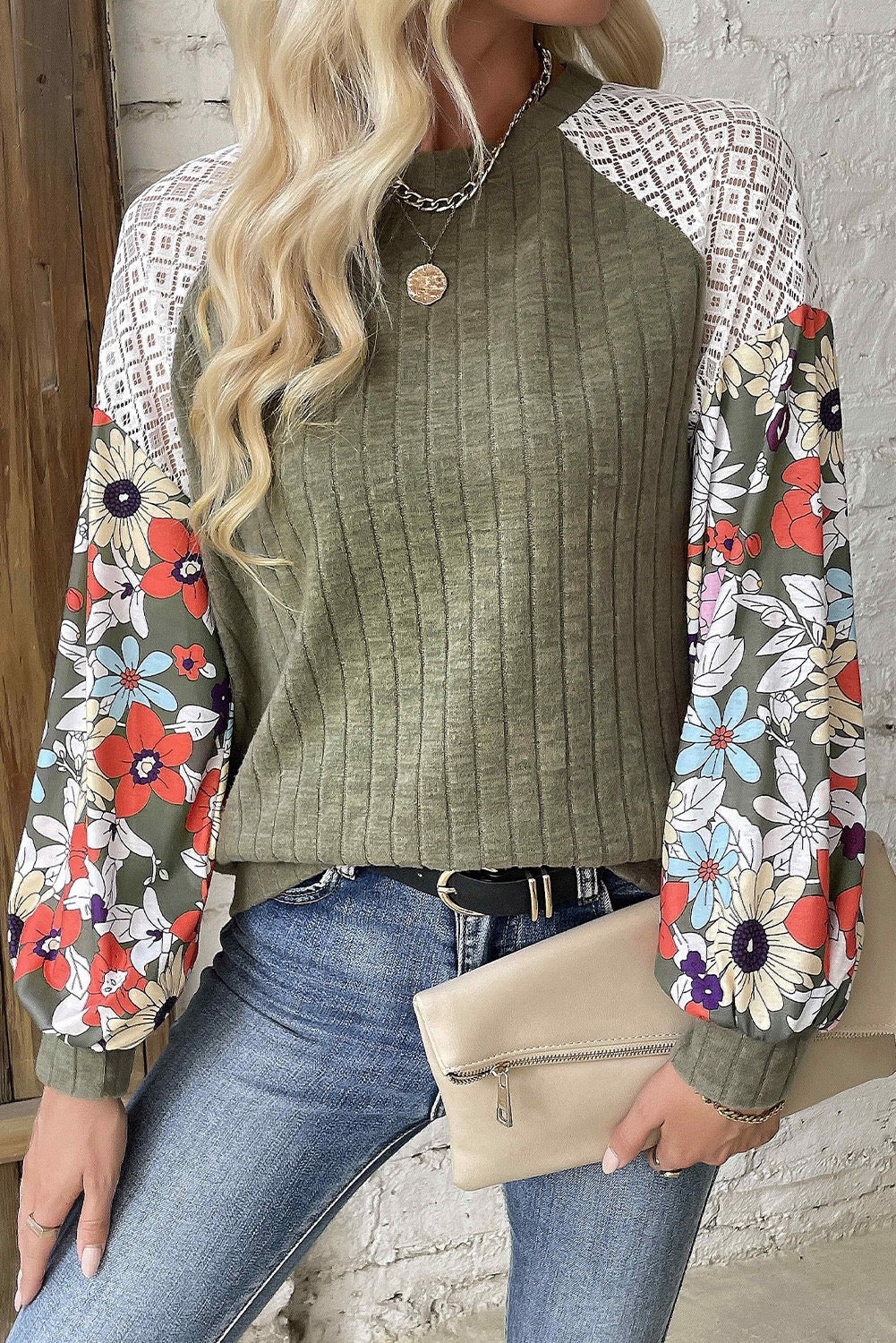 Pre-Order Sage Floral Patchwork Long Sleeve