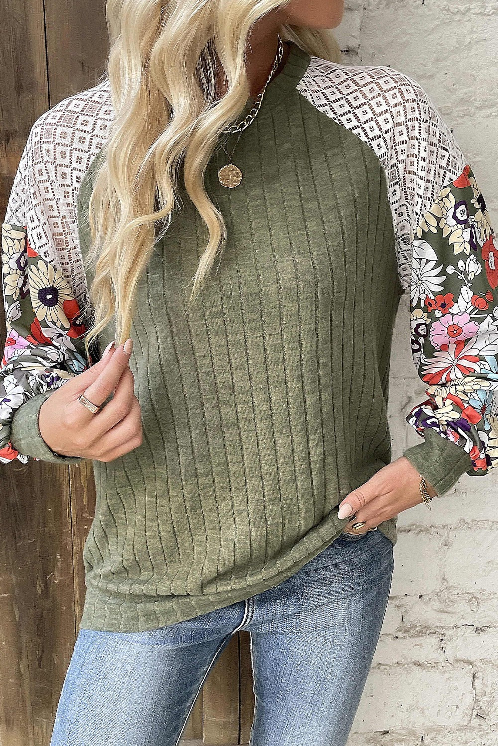 Pre-Order Sage Floral Patchwork Long Sleeve