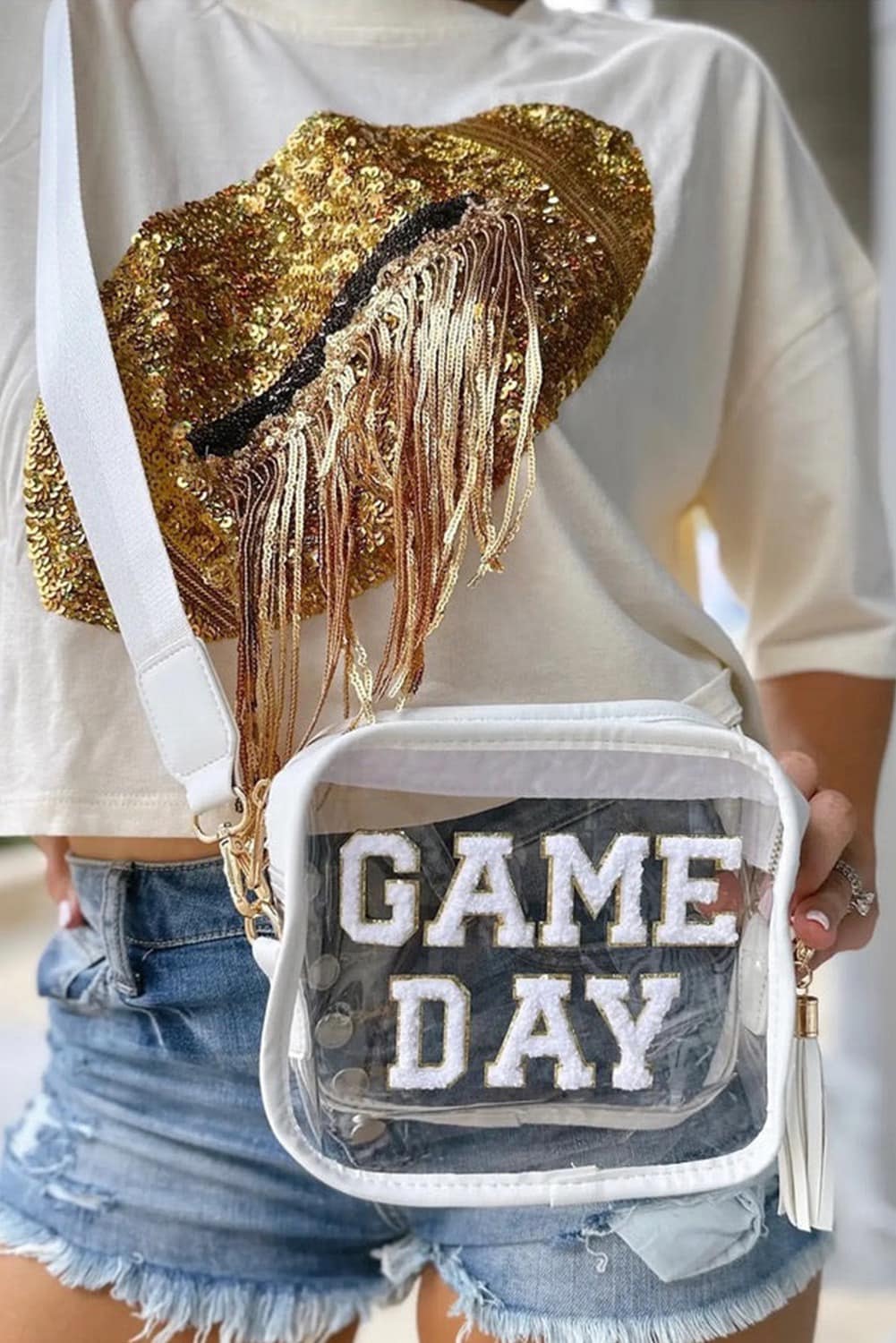 White Game Day Purse