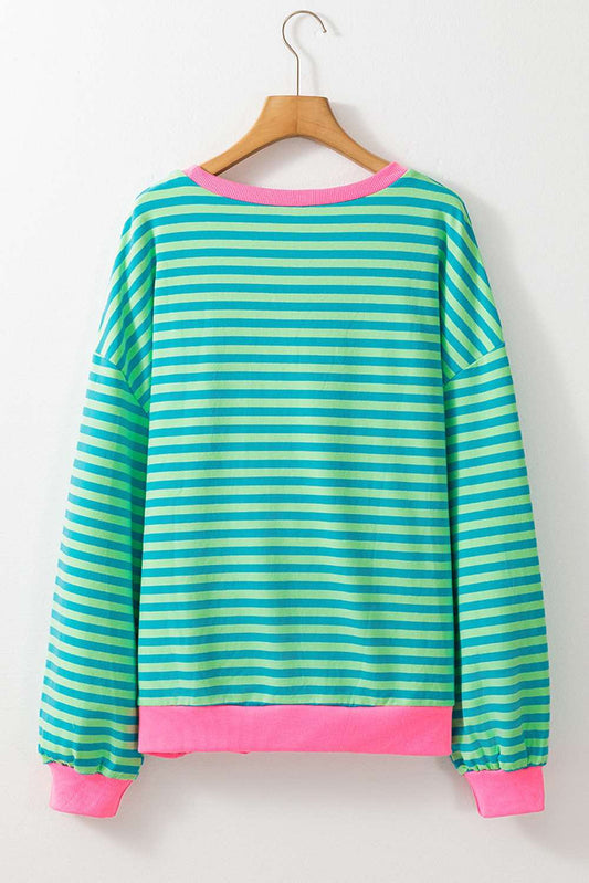 Pre-Order Stripped Mint Oversized Sweatshirt